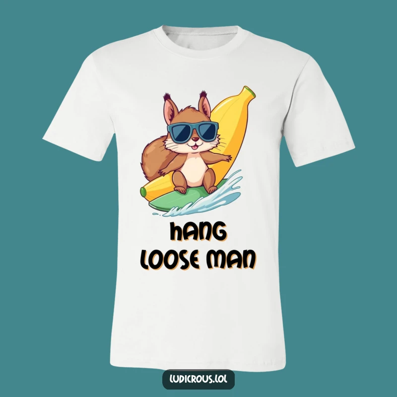 Funny Squirrel Banana Surf T-Shirt: Wearable Humor for Sunny Days