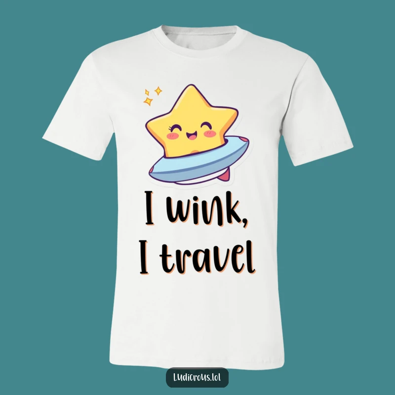 Funny Star Spaceship T-Shirt: Winking Celestial Tee, Great Gift