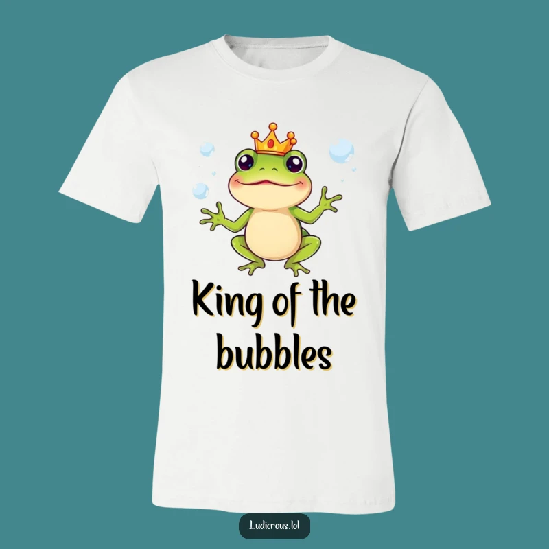 Funny Frog King T-Shirt - Juggling Bubbles Crown - Whimsical Gift!
