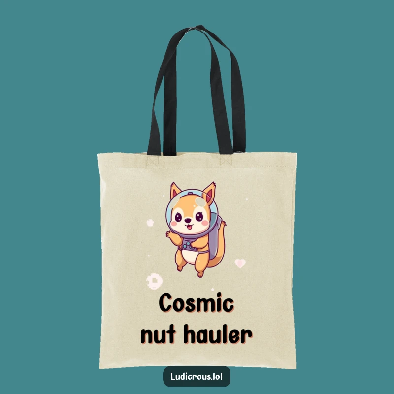 Funny Squirrel Astronaut Tote Bag: Carry Your Essentials Through the Cosmos