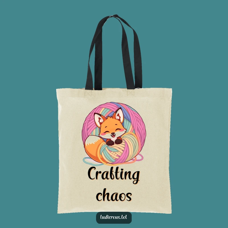 Funny Fox Yarn Tote Bag: Carry Your Crafts and Chuckles