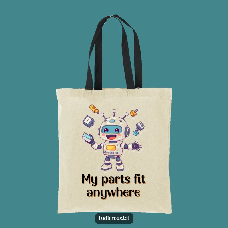 Funny Robot Tote Bag: Cheerful Juggling Parts, Hilarious Accessory for Gags & Gear